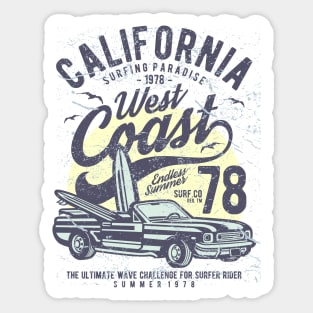 California West Coast Vintage Surf Beach Vacation 70's Sticker